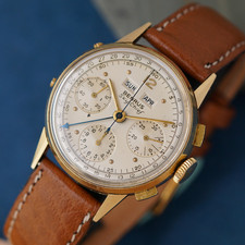 Benrus Sky Chief G561F 14k Solid Gold Triple Calendar Chronograph Valjoux 72C