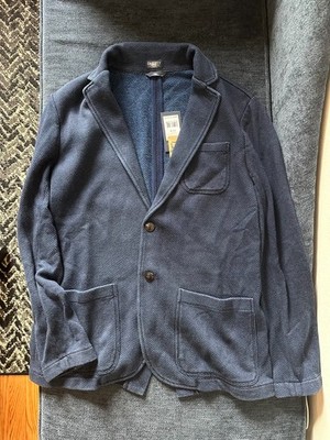Faherty  Reserve Inlet Knit Blazer Mens Medium Navy Blue 2 Button Jacket