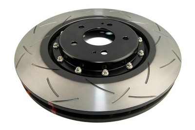 DBA for 08+ EVO X Front Slotted 5000 Series 2 Piece Rotor Assembled w/ Black Hat