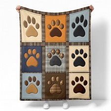 Soft Flannel Dog Pattern Blanket Novelty Pet Accessory Travel Throw Gift for Pet