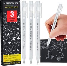 White Gel Pens, 05/08/10mm Assorted Tip Opaque Archival Ink Pen for Journaling,