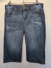 Democracy Ab Technology Denim Jean Shorts Blue Elastic Waist 6312