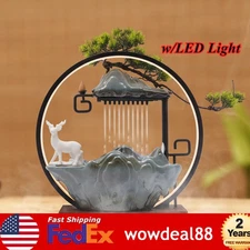 Tabletop Fountain Ceramics Waterfall Lucky Flowing Water Feng Shui Home Ornament