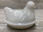 Vintage Mini Hazel Atlas Hen on Nest White Milk Glass HON