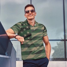 Mens Golf Polo Shirt Dry Fit Performance Sport Short Sleeve Jungle Green