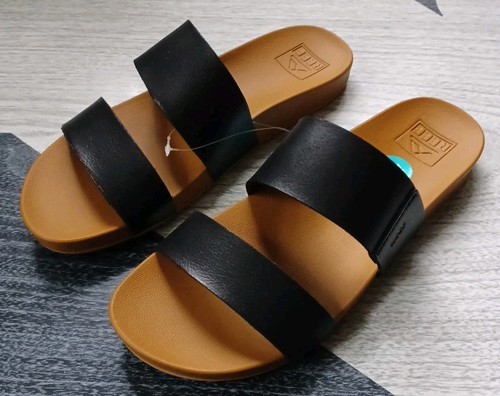 Reef Cushion Vista Sandals  Women's 8  Black/Natural Water Resistant NWT 