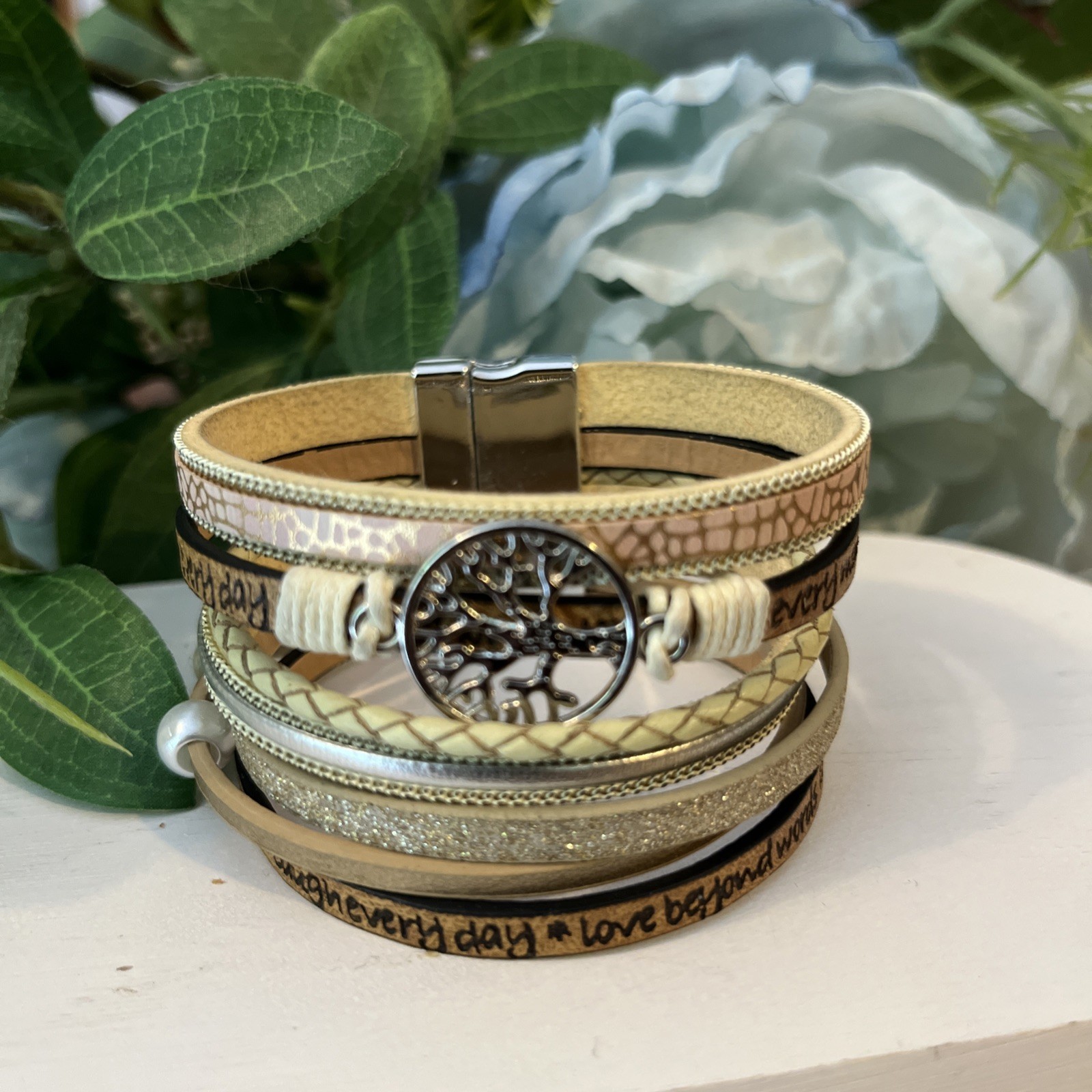 Layered Leather Bangle Cuff Boho Bracelets Wrap T… - image 1