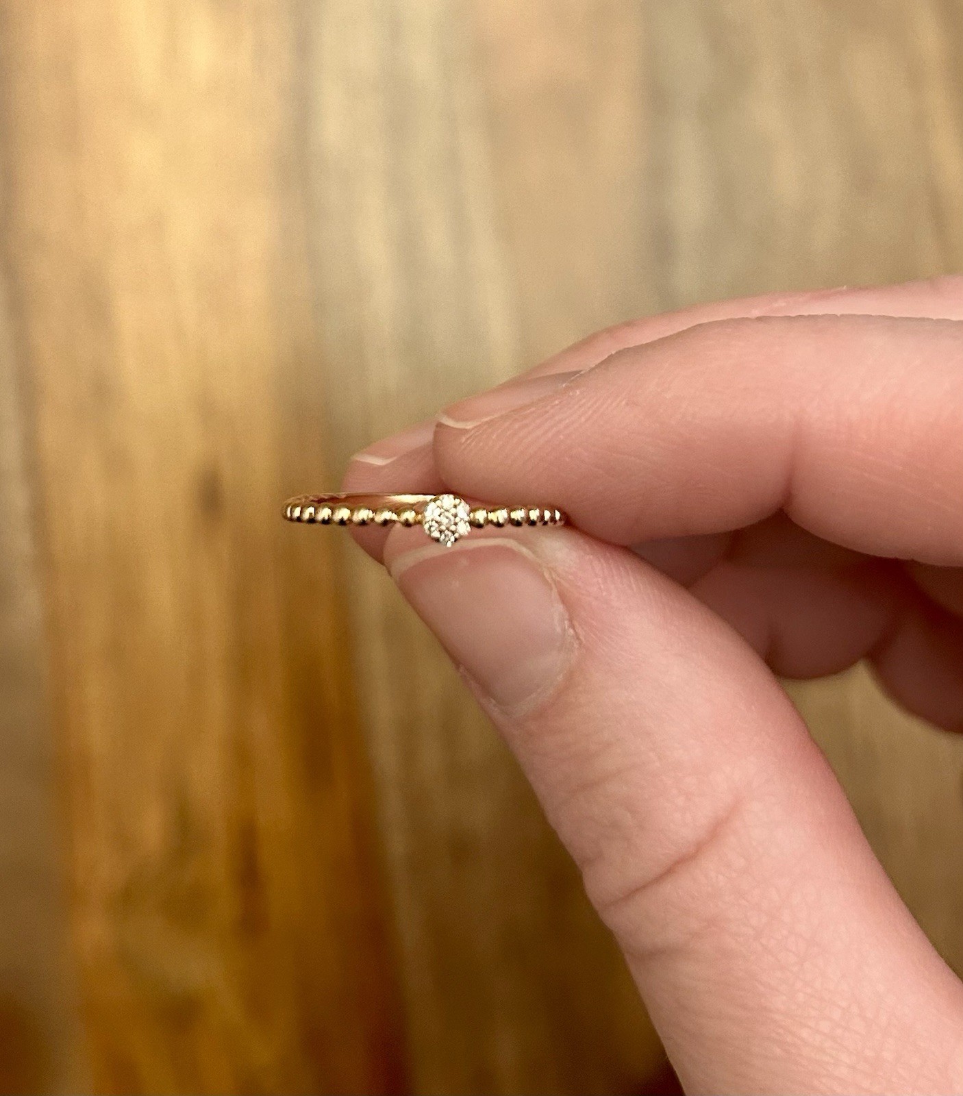 Solid 10k Rose Gold Beaded Stacking Ring Size 7 - image 8