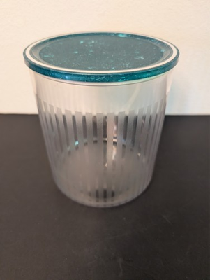 #ad #ad TUPPERWARE 7quot; Tall Canister #3100A 2L Clear Green Marble Look Lid Acrylic VGC $16.00