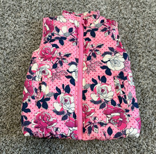 Crown & Ivy Sleeveless Zip Front Floral/Polka Dot Puffer Vest Girl's Size 4T