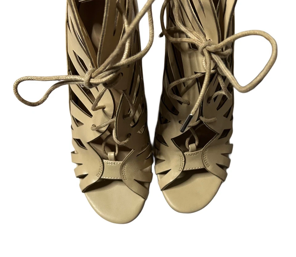 Call It Spring Cut Out Open Toe Lace Up Ankle Booties Shoes Size 5 Casual - Image 4 of 4