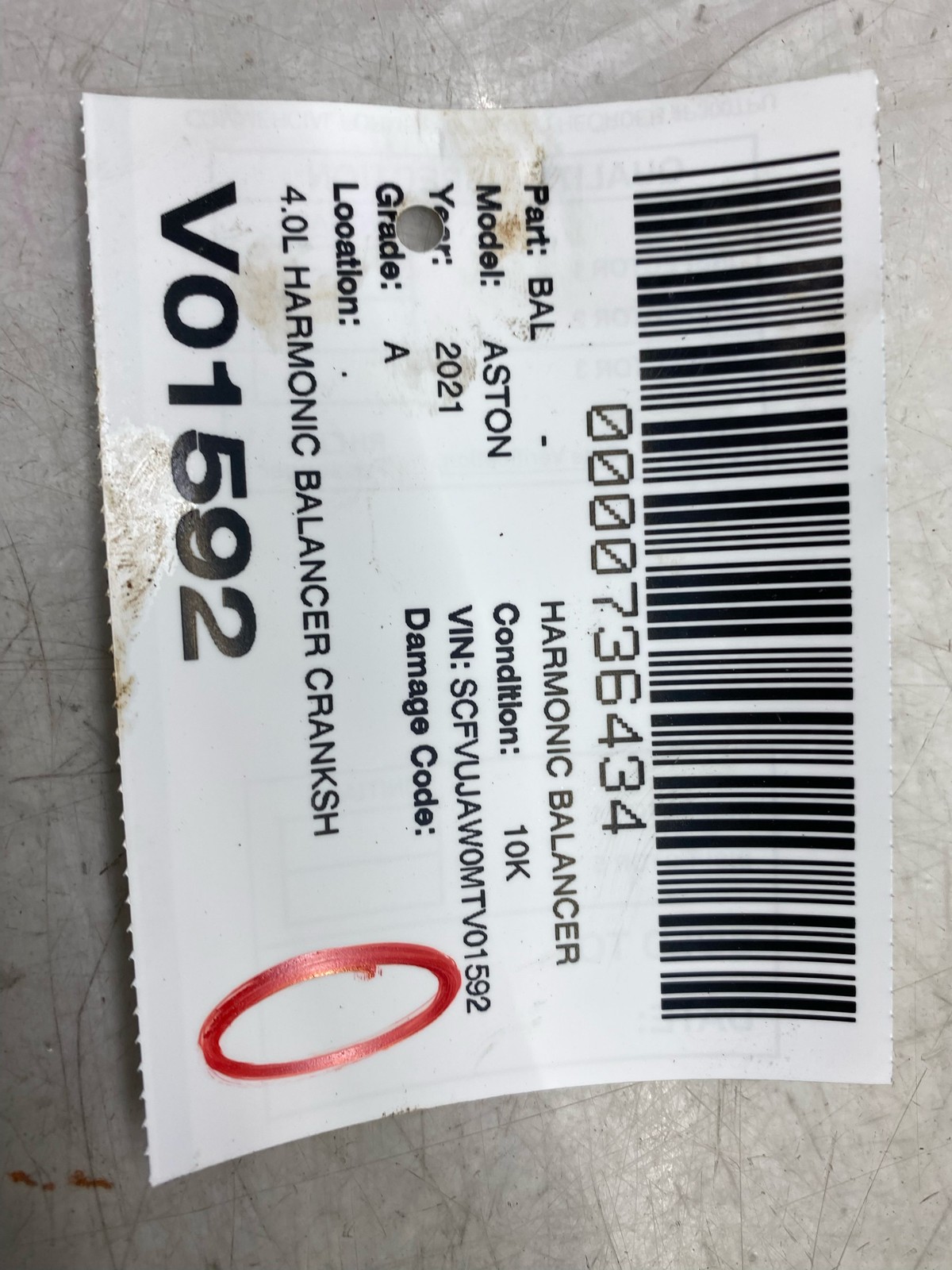 2020-2025 ASTON MARTIN DBX 4.0L HARMONIC BALANCER CRANKSHAFT PULLEY