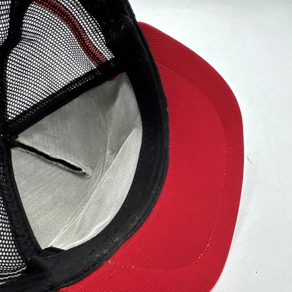 Sombrero de camionero vintage de 3 rayas para adultos pintura soplada años 80 malla SnapBack venta automática Foto 4 de 4