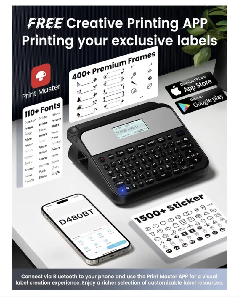 Label Maker 3/4 Inch, Label Maker Machine with-Tape 18mm, D480BT Bluetooth Re... Label Maker 3/4 Inch, Label Maker Machine with-Tape 18mm, D480BT Bluetooth Re...