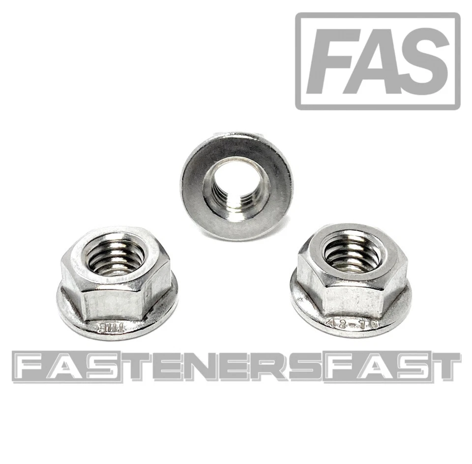 FASTENERCART (25) M8 x 1.25 Stainless Steel Non-Serrated Flange Nuts DIN6923 Nuts M8-1.25 A2