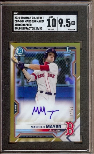 2021 BOWMAN CHROME GOLD REFRACTOR MARCELO MAYER RC AUTO 27/50 SGC 9.5 / 10 AUTO!