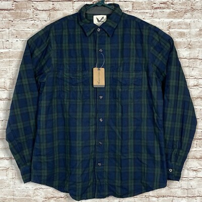 MAKS Flannel Mens Large Heavy 2-Layer Cotton Outerwear Button Up Long Sleeve NEW