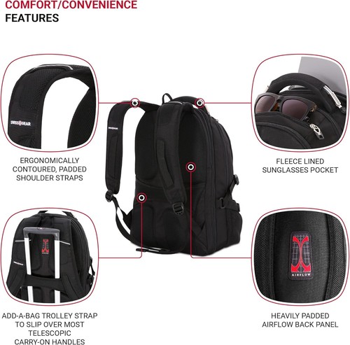 SWISSGEAR Scansmart Laptop Travel School Backpack Fits TSA Friendly Black NWT - 第 6/7 張圖片