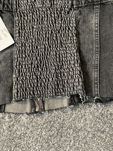Zara Denim Zip Crop Bnwt Medium Grey/Black - Picture 4 of 4