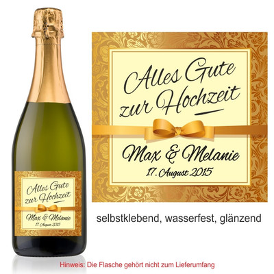  1 Aufkleber Flaschenetikett Fest personalisiert Sekt zur Hochzeit