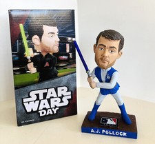 CUSTOM DESIGN ~ AJ Pollock Star Wars Jedi BLUE LIGHTSABER Dodgers Bobblehead SGA