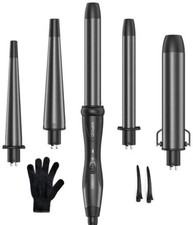 Kipozi JDL-186C 5in1 Professional Ceramic Interchangeable Hair Curling Wand Set