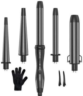 Kipozi JDL-186C 5in1 Professional Ceramic Interchangeable Hair Curling Wand Set