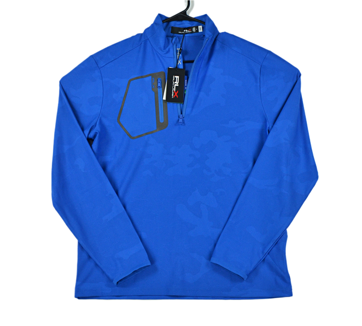 RLX Ralph Lauren Golf 1/4 Zip Pullover Royal Blue Camo Wicking