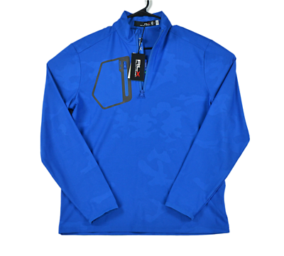 RLX Ralph Lauren Golf 1/4 Zip Pullover Royal Blue Camo Wicking