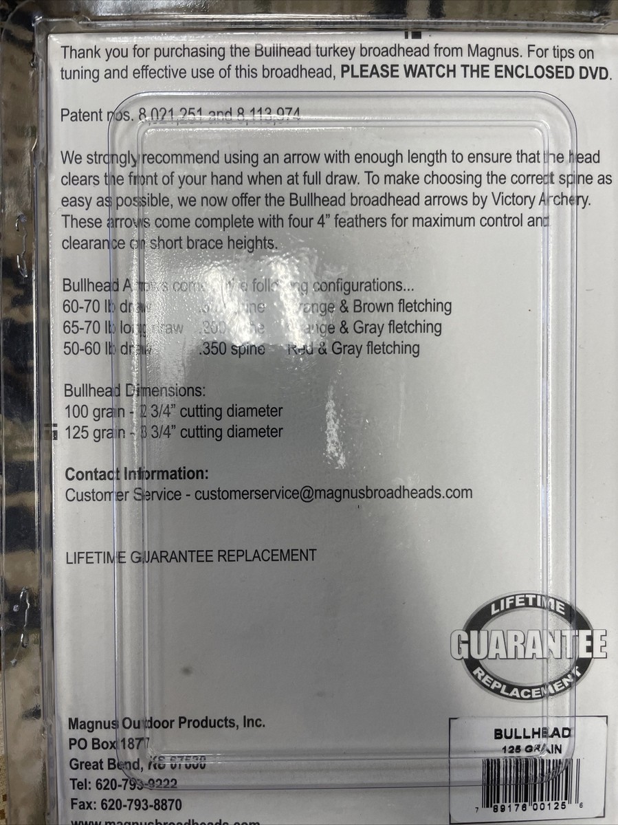 Magnus Archery Bullhead D.O.C. 3-blade Broadheads 125 Grain 3 Pack