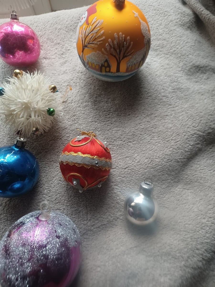 Lot Ancienne Boules Pleines et Creuses + Cimier en verre