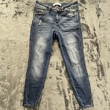 Kancan Skinny Jeans Women's 3/25 Mid Rise Dark Wash Stretch Denim KC8086