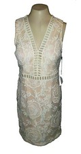 New Dress Forever 21 Pink-Cream Lace Mesh Lined Embroidery M