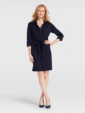 Draper James Solid Popover Shirt Dress, Nassau Navy, Small, NWT