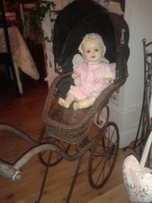 Puppenwagen/Puppenrikscha groß antik um 1890-1919 für große 60cm Puppen geeignet