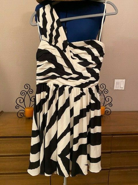black and white striped party dress Bow Detail Striped Ruffle Dress Black White