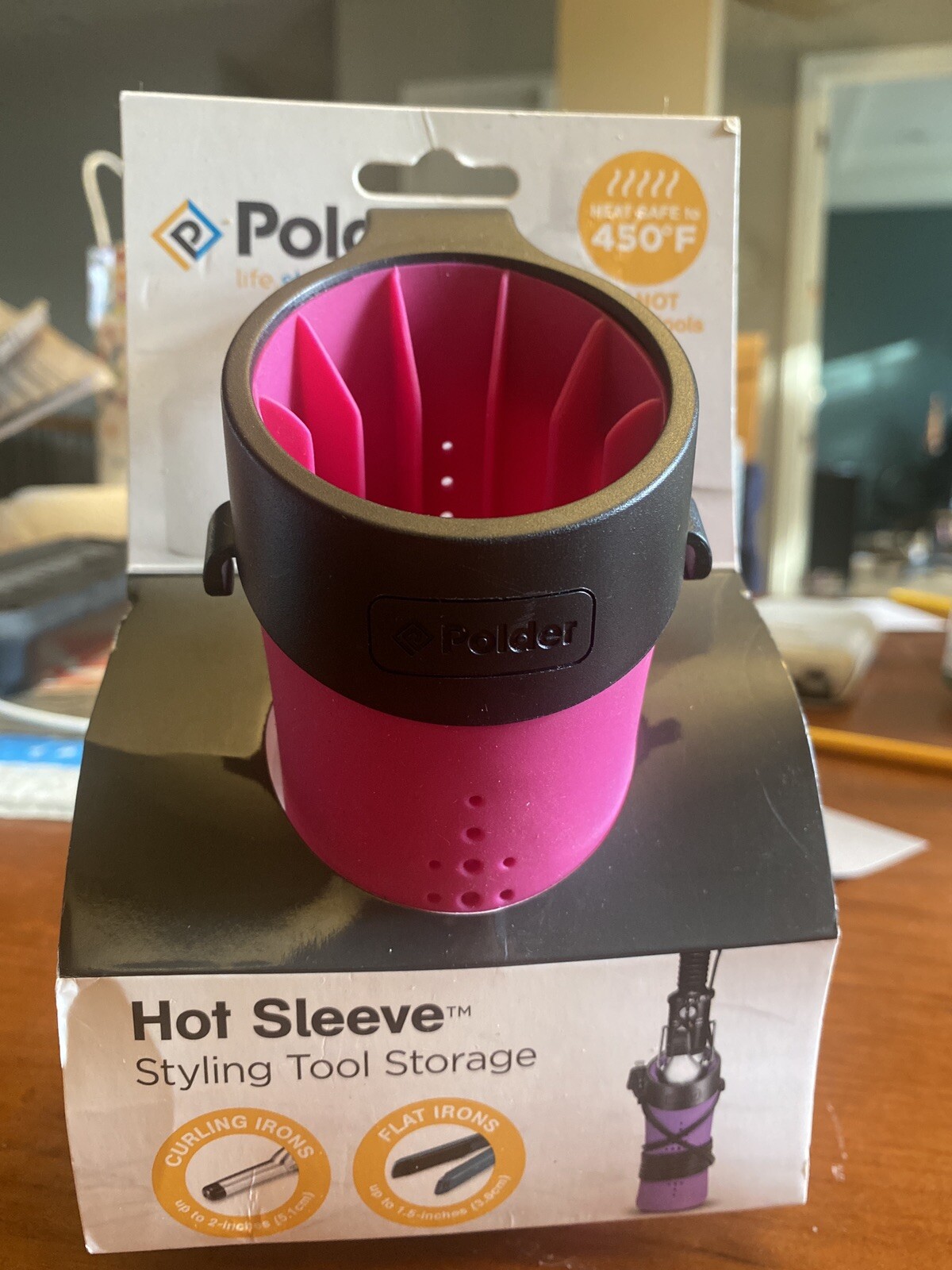 Polder Hot Sleeve Pink Curling Iron Straightener Holder Organizer Heat resistant