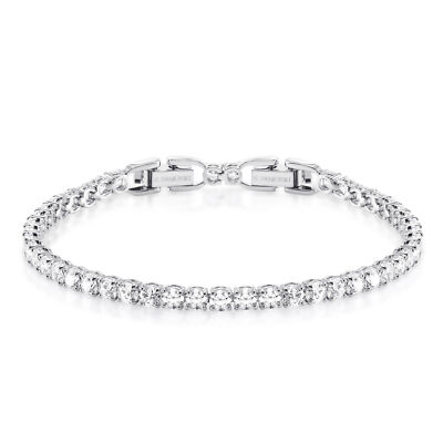 SWAROVSKI TENNIS ROUND CUT DELUXE BRACELET #5409771 RHODIUM