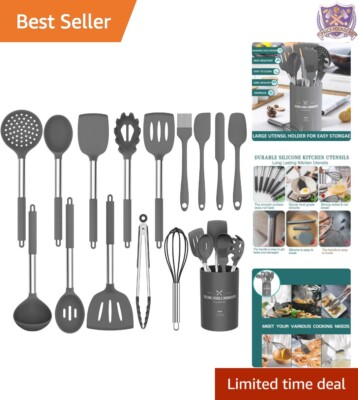 Luxury 15-Piece Kitchen Utensil Set with BPA-Free Silicone & Sturdy Steel Design