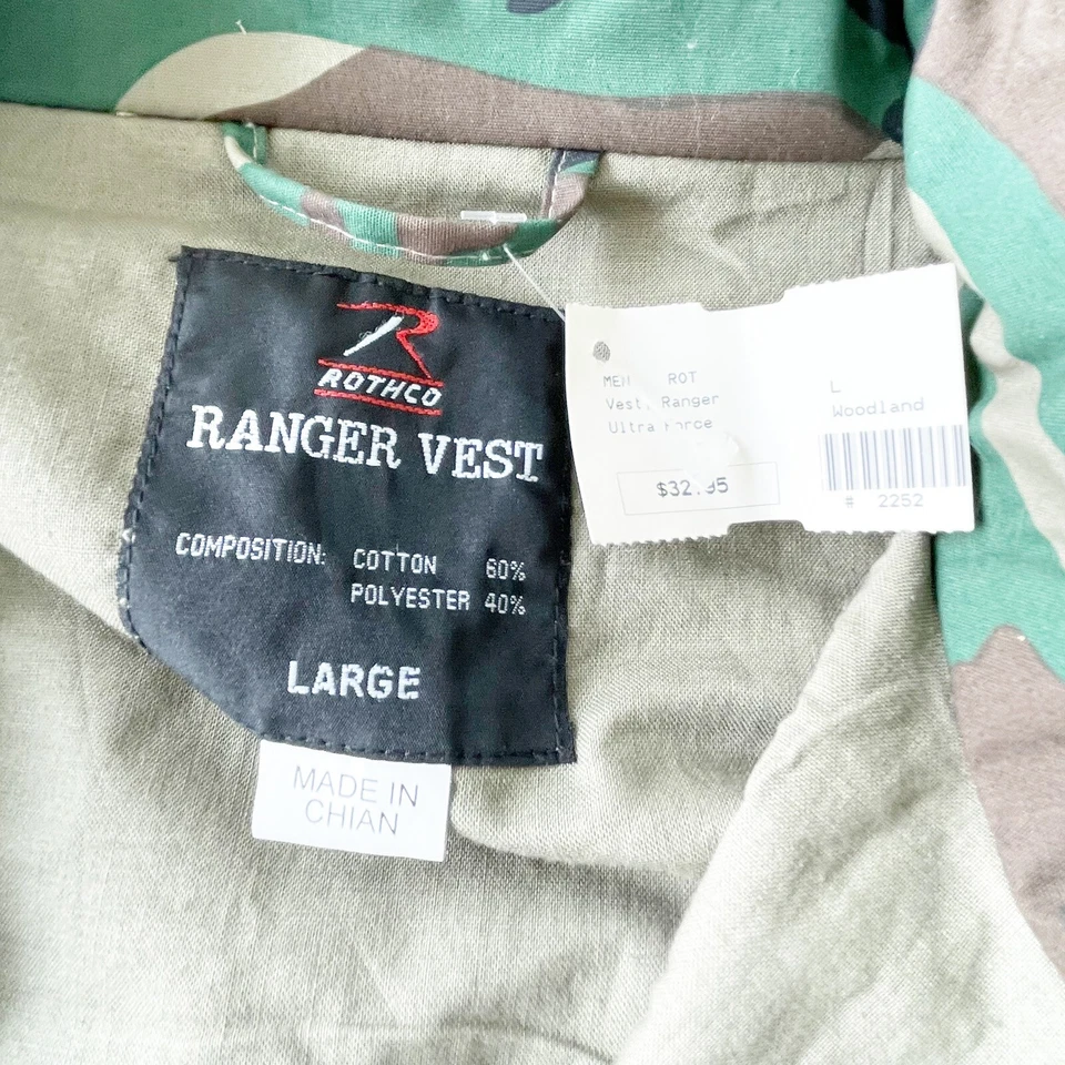 Rothco Fishing Men's Ranger Vest Camo Hunting Outdoor Size Large NWT Woodland - Image 4 of 4