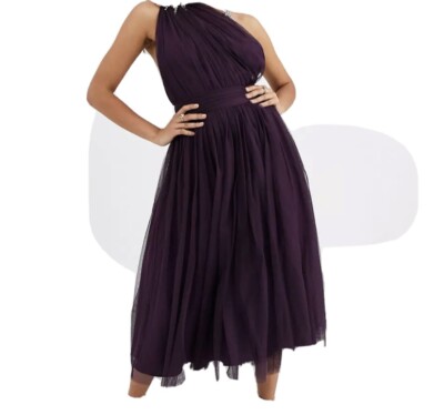 ASOS DESIGN Petite one shoulder tulle midi dress UK UK