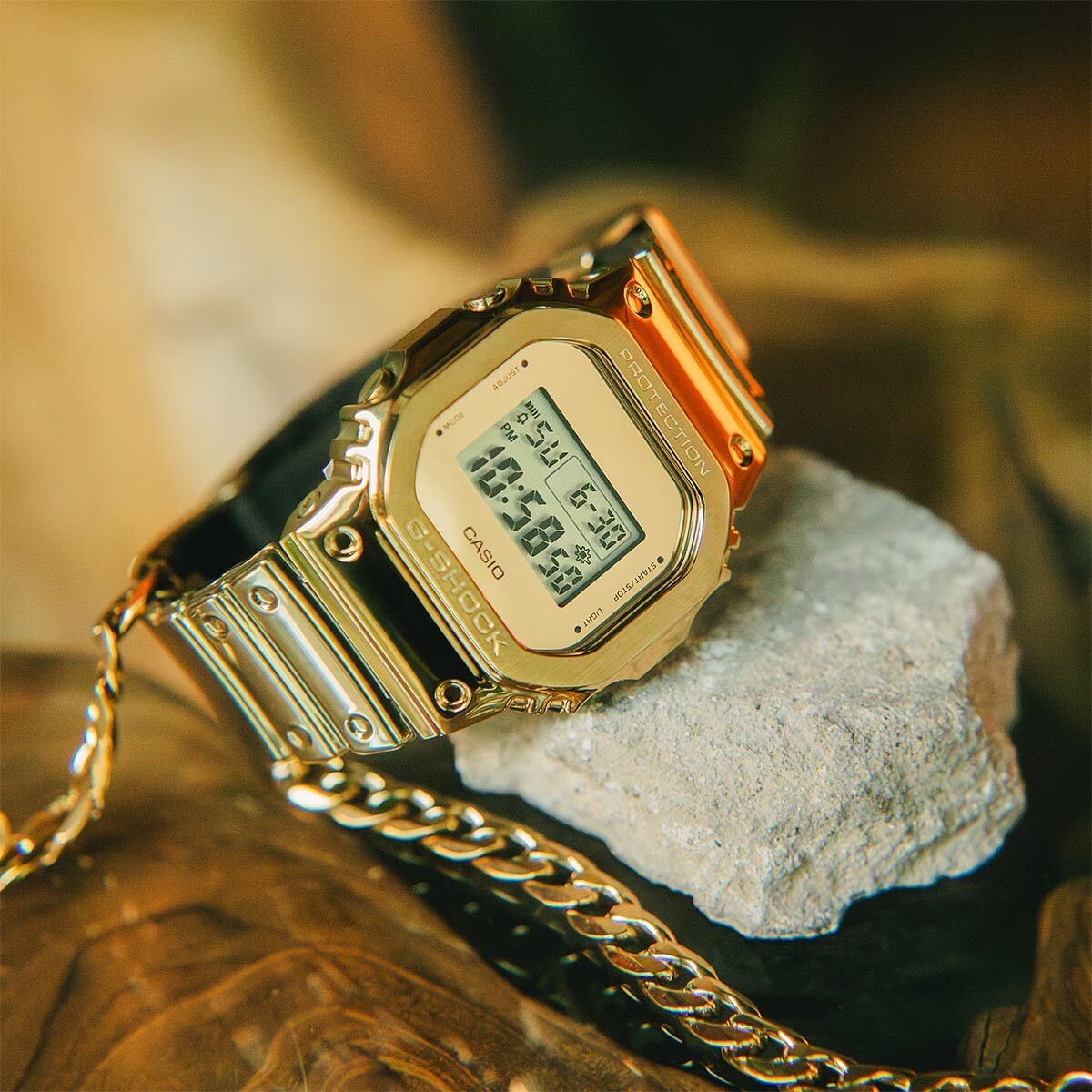 【Gemix10 Gold】　ムク　SAR G-Shock G-Steel Fine Metallic Metal Bezel Gold Watch GShock GM