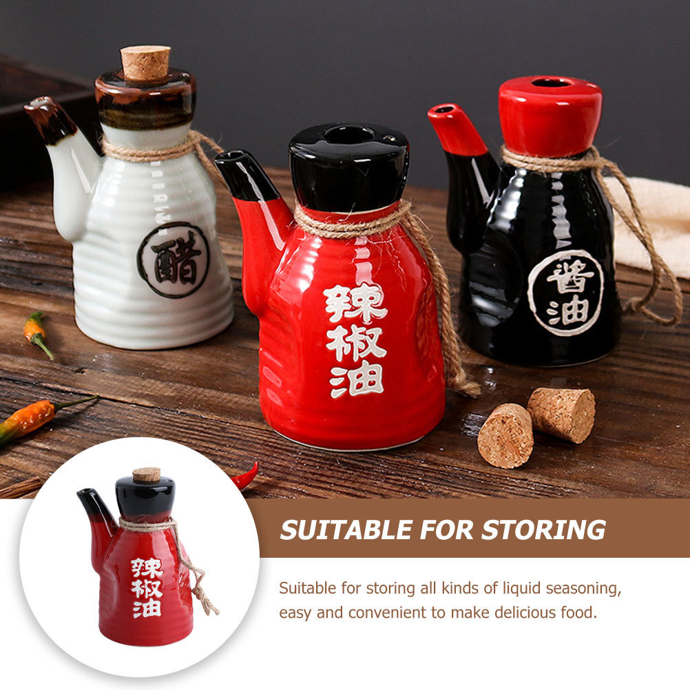 Salt Pepper Sugar Container Set Ceramic Oil Dispenser Pourer