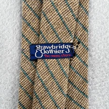 The Mens Store Strawbridge Clothier Tie Kni Cotton Beige Teal Striped Skinny