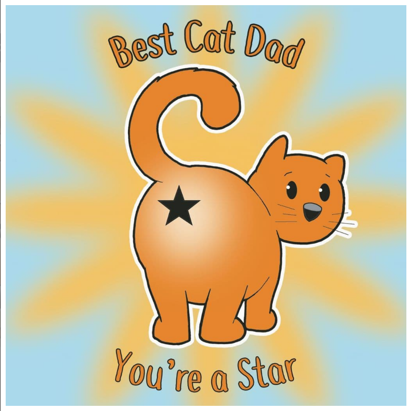 Best Cat Dad Father's Day Card Funny Greeting Card for Cat Dads Humorous Cats