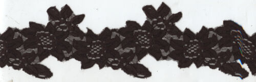 3" DARK BROWN STRETCH ELASTIC FLOWER LACE FABRIC TRIM 6 YARDS   - Picture 1 of 1