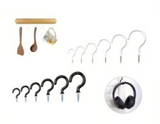 HOOKS PACK Cup SCREW IN Plastic Coated SHOULDERED Kitchen Mug Ceiling Peg