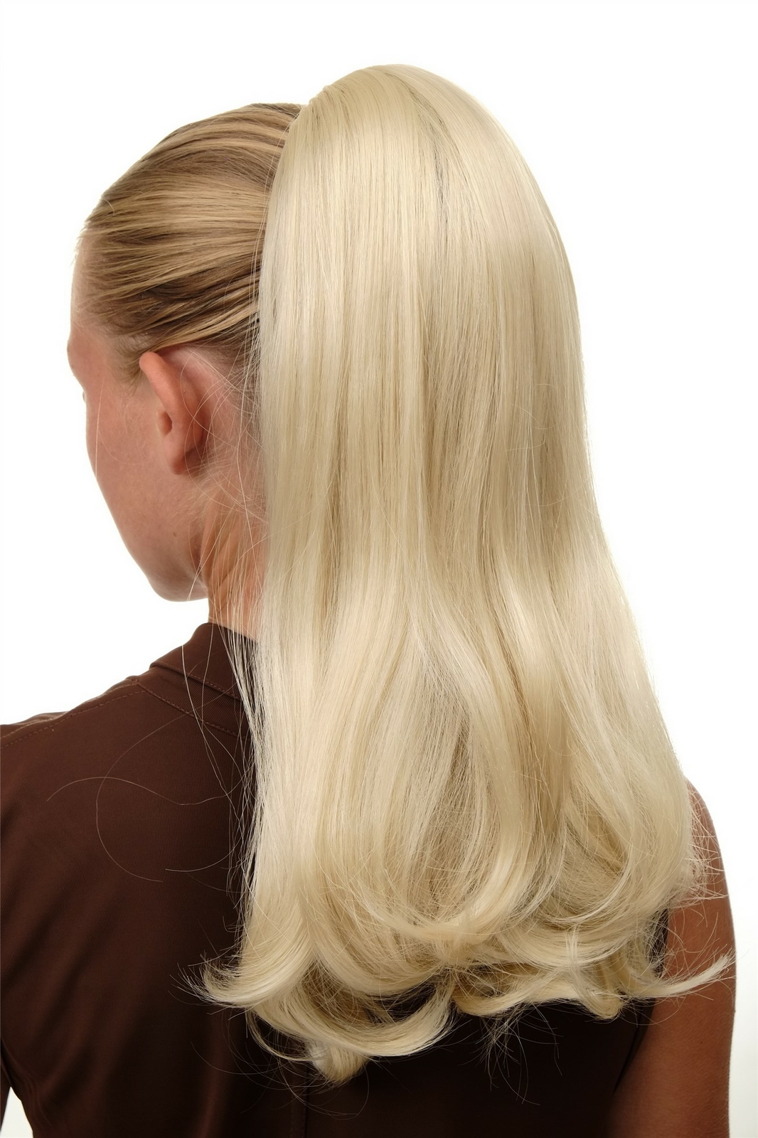 Hair Piece Ponytail Clip Very Long Smooth Volume Platinum Blonde BRO-525-613