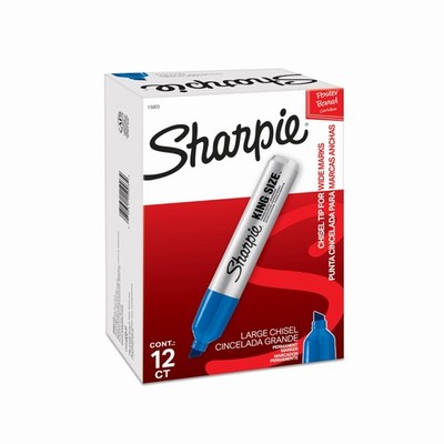 King Size Permanent Markers, Large Chisel Tip, Blue, 12 Count - Office, Home,...