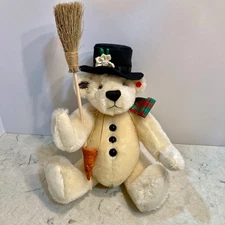 Annette Funicello Christmas Cream Mohair Mr Snowbear Hat,Carrot Nose,Broom 13"